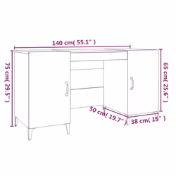vidaXL Desk Engineered Wood Office Computer Study Writing Desk Multi Colours - High gloss white - Additional view 4