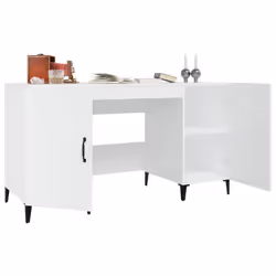 vidaXL Desk Engineered Wood Office Computer Study Writing Desk Multi Colours - High gloss white - Additional view 5