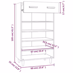 vidaXL Shoe Cabinet Engineered Wood Indoor Shoe Storage Rack Multi Colours - White - Additional view 5