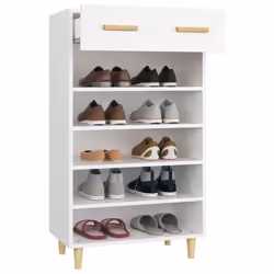 vidaXL Shoe Cabinet Engineered Wood Indoor Shoe Storage Rack Multi Colours - White - Additional view 6