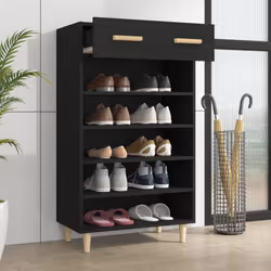 vidaXL Shoe Cabinet Engineered Wood Indoor Shoe Storage Rack Multi Colours - Black - Additional view 4