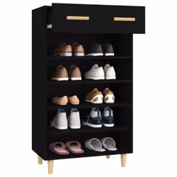 vidaXL Shoe Cabinet Engineered Wood Indoor Shoe Storage Rack Multi Colours - Black - Additional view 6