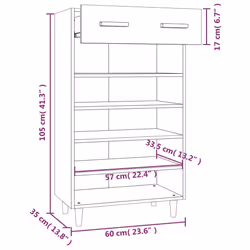vidaXL Shoe Cabinet Engineered Wood Indoor Shoe Storage Rack Multi Colours - Concrete grey - Additional view 5