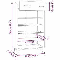 vidaXL Shoe Cabinet Engineered Wood Indoor Shoe Storage Rack Multi Colours - White - Additional view 5