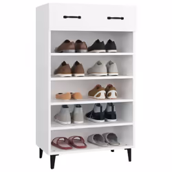 vidaXL Shoe Cabinet Engineered Wood Indoor Shoe Storage Rack Multi Colours - White - Additional view 6