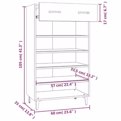 vidaXL Shoe Cabinet Engineered Wood Indoor Shoe Storage Rack Multi Colours - Concrete grey - Additional view 5