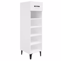 vidaXL Shoe Cabinet High Gloss White Engineered Wood Hallway Shoe Storage