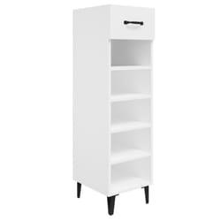 vidaXL Shoe Cabinet High Gloss White Engineered Wood Hallway Shoe Storage