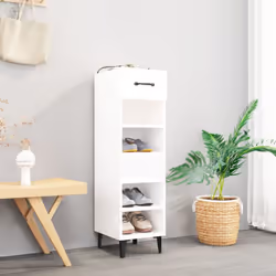 vidaXL Shoe Cabinet High Gloss White Engineered Wood Hallway Shoe Storage