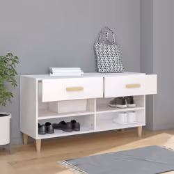 vidaXL Shoe Cabinet White Engineered Wood Hallway Shoe Storage Rack Cupboard - Additional view 4