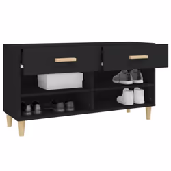 vidaXL Shoe Cabinet Black Engineered Wood Hallway Shoe Storage Rack Cupboard - Additional view 6