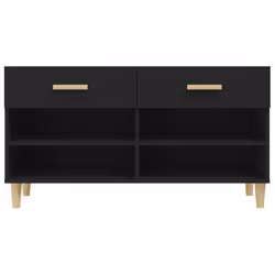 vidaXL Shoe Cabinet Black Engineered Wood Hallway Shoe Storage Rack Cupboard - Additional view 7