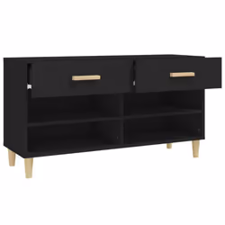 vidaXL Shoe Cabinet Black Engineered Wood Hallway Shoe Storage Rack Cupboard - Additional view 8