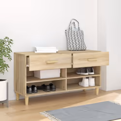 vidaXL Shoe Cabinet Sonoma Oak Engineered Wood Hallway Shoe Storage Cupboard - Additional view 4