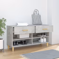 vidaXL Shoe Cabinet Concrete Grey Engineered Wood Hall Shoe Storage Cupboard - Additional view 4