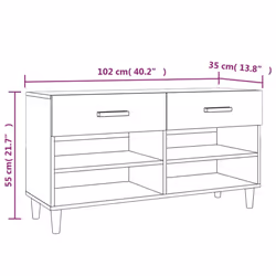 vidaXL Shoe Cabinet Concrete Grey Engineered Wood Hall Shoe Storage Cupboard - Additional view 5