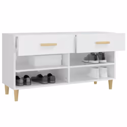 vidaXL Shoe Cabinet High Gloss White Engineered Wood Shoe Storage Cupboard - Additional view 4