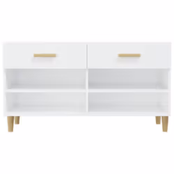 vidaXL Shoe Cabinet High Gloss White Engineered Wood Shoe Storage Cupboard - Additional view 5