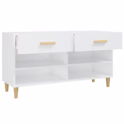vidaXL Shoe Cabinet High Gloss White Engineered Wood Shoe Storage Cupboard - Additional view 7