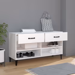 vidaXL Shoe Cabinet White Engineered Wood Hallway Shoe Storage Rack Cupboard - Additional view 4