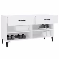 vidaXL Shoe Cabinet White Engineered Wood Hallway Shoe Storage Rack Cupboard - Additional view 5