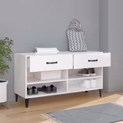 vidaXL Shoe Cabinet High Gloss White Engineered Wood Shoe Storage Cupboard