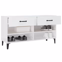 vidaXL Shoe Cabinet High Gloss White Engineered Wood Shoe Storage Cupboard - Additional view 4