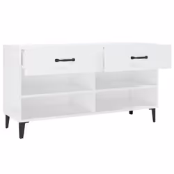 vidaXL Shoe Cabinet High Gloss White Engineered Wood Shoe Storage Cupboard - Additional view 7