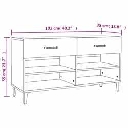vidaXL Shoe Cabinet High Gloss White Engineered Wood Shoe Storage Cupboard - Additional view 9