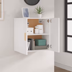 vidaXL Wall Cabinet Floating TV Unit Wall Mounted Cabinet Engineered Wood - White - Additional view 4