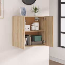 vidaXL Wall Cabinet Floating TV Unit Wall Mounted Cabinet Engineered Wood - Sonoma oak - Additional view 4