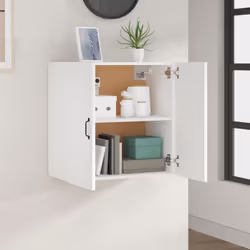 vidaXL Wall Cabinet Hanging Storage Cabinet Wall Cupboard Engineered Wood - White - Additional view 4