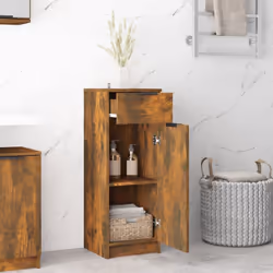 vidaXL Bathroom Cabinet Engineered Wood Vanity Unit Cupboard Multi Colours - Smoked oak - Additional view 4