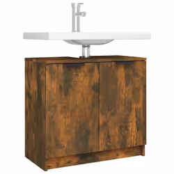 vidaXL Bathroom Cabinet Smoked Oak Engineered Wood Toilet Vanity Unit Cupboard - Additional view 4