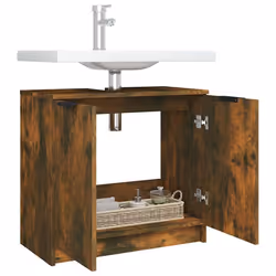 vidaXL Bathroom Cabinet Smoked Oak Engineered Wood Toilet Vanity Unit Cupboard - Additional view 5