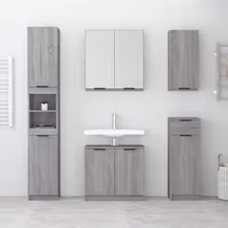 vidaXL Bathroom Cabinet Grey Sonoma Engineered Wood Toilet Cabinet Cupboard - Additional view 2