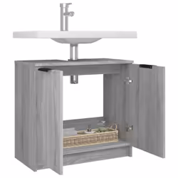 vidaXL Bathroom Cabinet Grey Sonoma Engineered Wood Toilet Cabinet Cupboard - Additional view 5