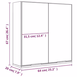 vidaXL Bathroom Mirror Cabinet Vanity Unit Wall Cabinet Storage Wall Cupboard - Smoked oak - Additional view 9