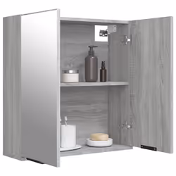 vidaXL Bathroom Mirror Cabinet Vanity Unit Wall Cabinet Storage Wall Cupboard - Grey sonoma - Additional view 4