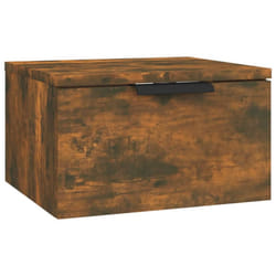 vidaXL Wall-mounted Bedside Cabinets Bedroom Floating Nightstand Wall Cabinet - Smoked oak, 1