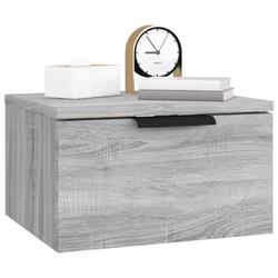 vidaXL Wall-mounted Bedside Cabinets Bedroom Floating Nightstand Wall Cabinet - Grey sonoma, 1 - Additional view 4