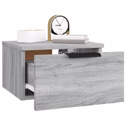 vidaXL Wall-mounted Bedside Cabinets Bedroom Floating Nightstand Wall Cabinet - Grey sonoma, 1 - Additional view 5