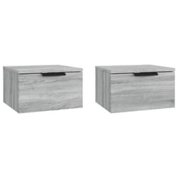 vidaXL Wall-mounted Bedside Cabinets Bedroom Floating Nightstand Wall Cabinet - Grey sonoma, 2