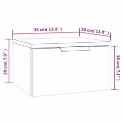 vidaXL Wall-mounted Bedside Cabinets Bedroom Floating Nightstand Wall Cabinet - Grey sonoma, 2