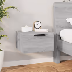vidaXL Wall-mounted Bedside Cabinets Bedroom Floating Nightstand Wall Cabinet - Grey sonoma, 2 - Additional view 9