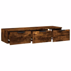 vidaXL Wall Cabinet Floating TV Unit Media Cabinet Storage Engineered Wood - Smoked oak - Additional view 6