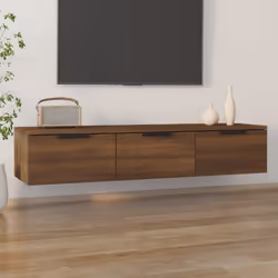 vidaXL Wall Cabinet Floating TV Unit Media Cabinet Storage Engineered Wood - Brown oak