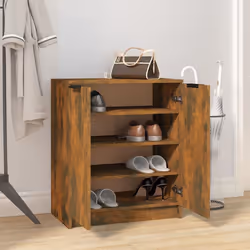 vidaXL Shoe Cabinet Engineered Wood Hall Shoe Holder Cupboard Organiser Shelf - smoked oak - Additional view 6