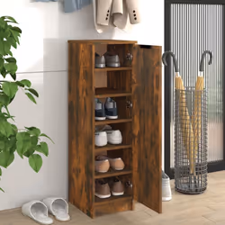 vidaXL Shoe Cabinet Engineered Wood Hallway Shoe Storage Cupboard Shoe Holder - Smoked oak - Additional view 4