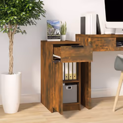 vidaXL Desk Cabinet Desk Cupboard Home Office Storage Cabinet Engineered Wood - smoked oak - Additional view 4